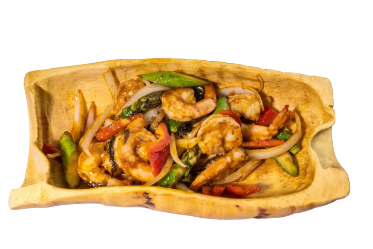 Gambas thailandesa con salsa albahaca