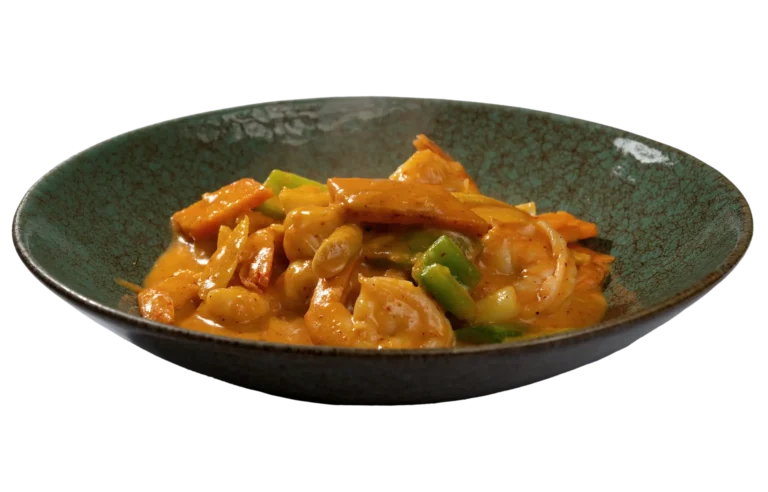 Gambas con panang curry