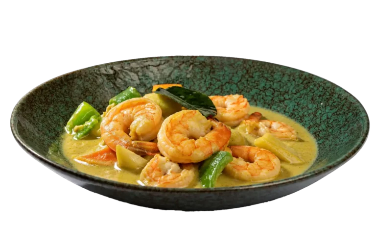 Gambas con curry verde