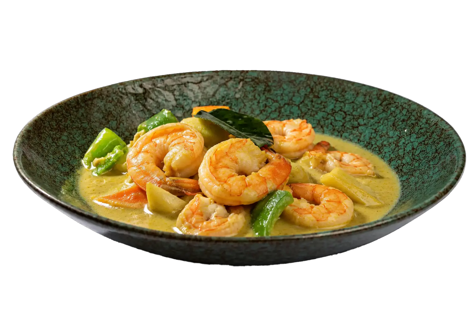 Gambas con curry verde