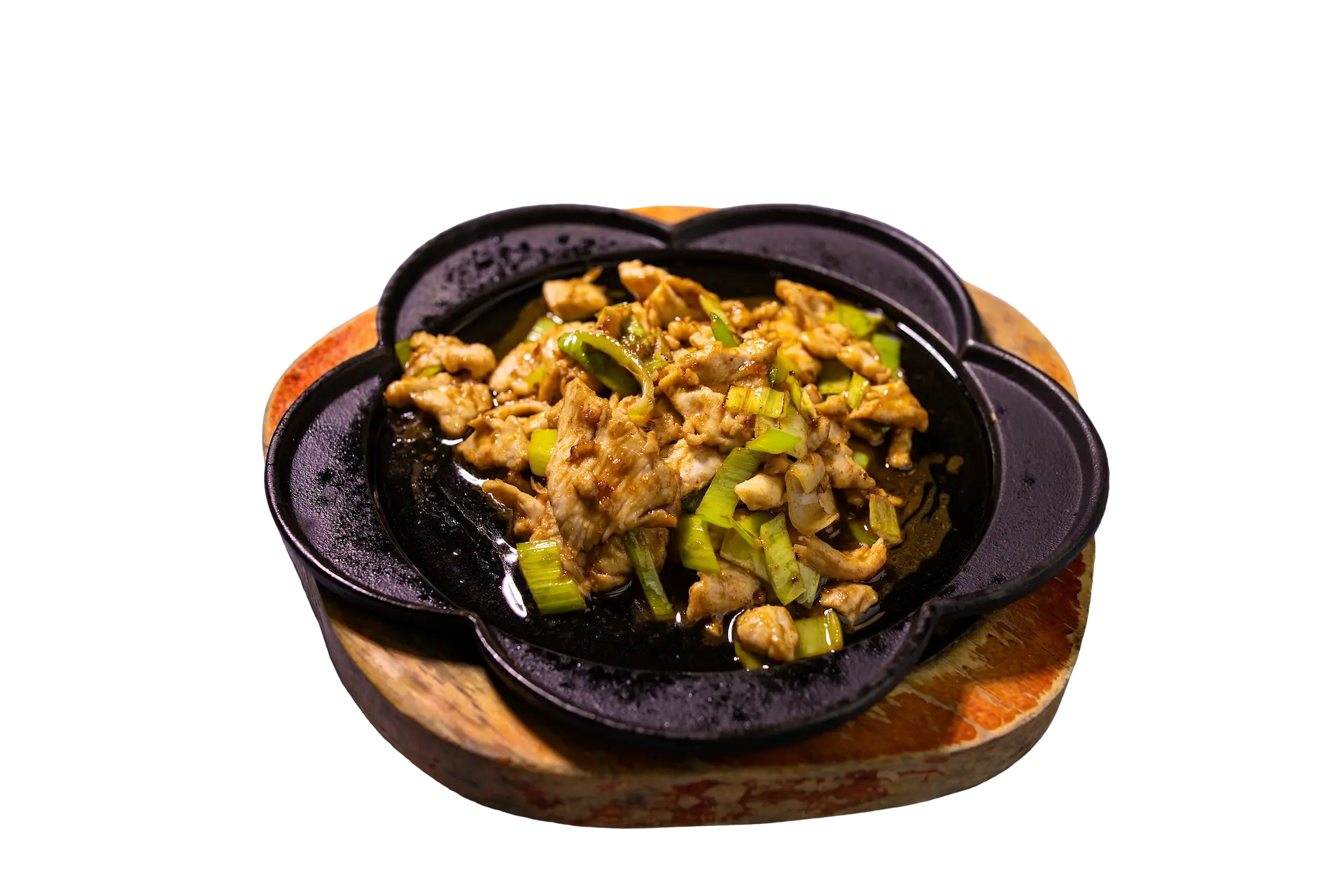 Grilled chicken with leeks